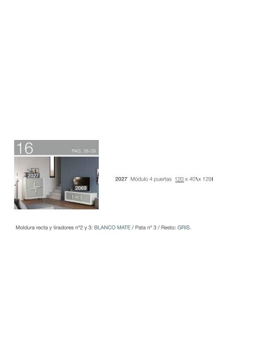Aparador moderno diseño 194-2027 Blanco-Gris 
