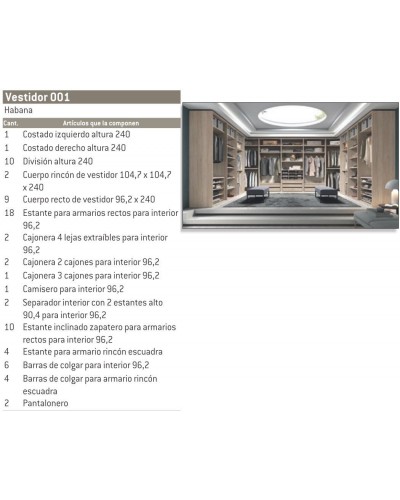 Armario vestidor matrimonio moderno diseño actual 69-CV001 