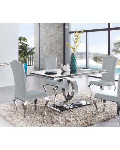 Mesa comedor rectangular acero moderna fija cristal 1362-DT 922 
