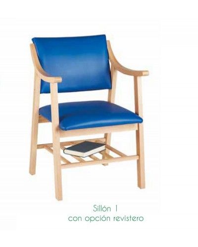 Sillon fijo tapizado y madera moderno 46-01 