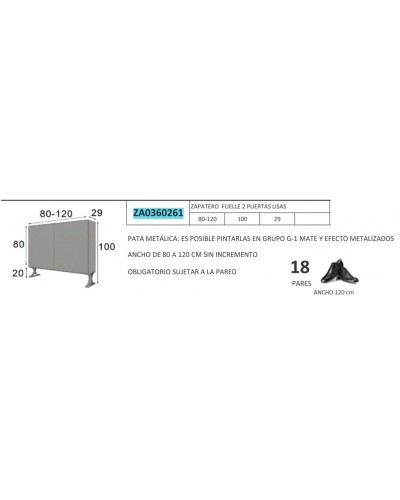 Mueble zapatero moderno lacado alta calidad 397-UN17 