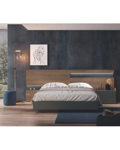Dormitorio matrimonio moderno lacado o madera 565-NO01 