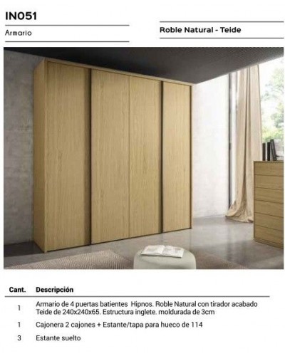 Armario puertas batientes moderno lacado o madera 565-NO51 