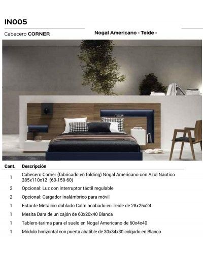 Dormitorio matrimonio moderno lacado o madera 565-NO05 