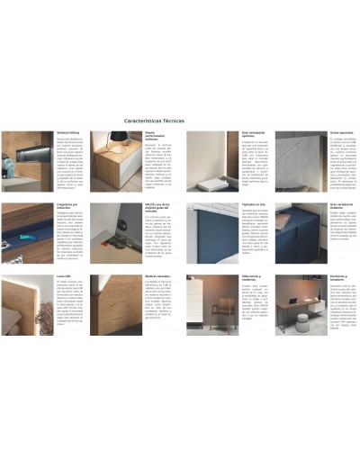 Dormitorio matrimonio moderno lacado o madera 565-NO16 