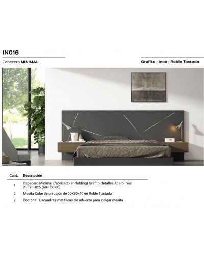 Dormitorio matrimonio moderno lacado o madera 565-NO16 