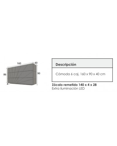 Cómoda con espejo moderna lacado 397-GD17 a