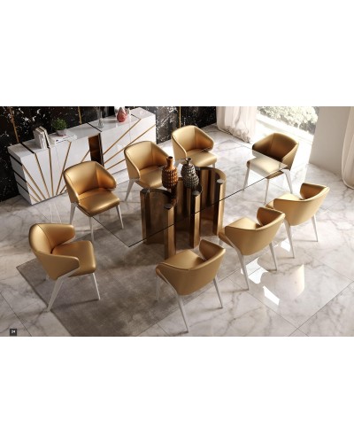 Mesa de comedor moderna lacado y cristal 397-GD05