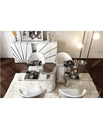 Mesa de comedor moderna lacado y cristal 397-GD12
