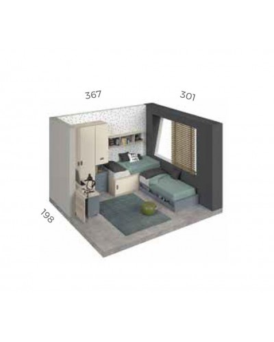 Dormitorio juvenil infantil moderno 69-FOR021