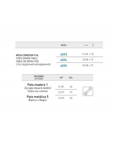 Mesa de comedor moderna redonda K4095 - Disemobel