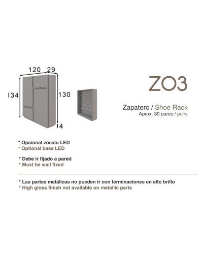 Mueble zapatero moderno lacado alta calidad 397-Z03