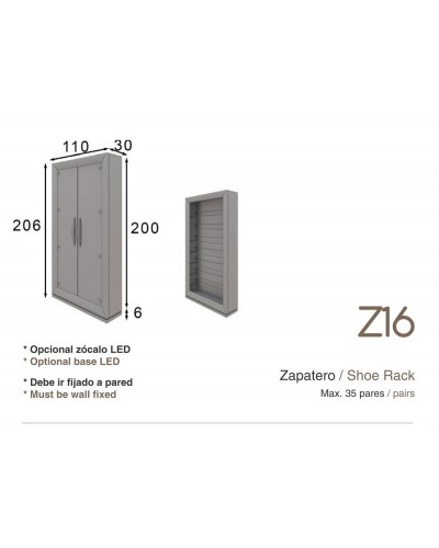 Mueble zapatero moderno lacado alta calidad 397-Z16