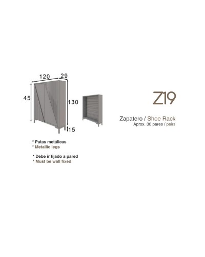 Mueble zapatero moderno lacado alta calidad 397-Z19A