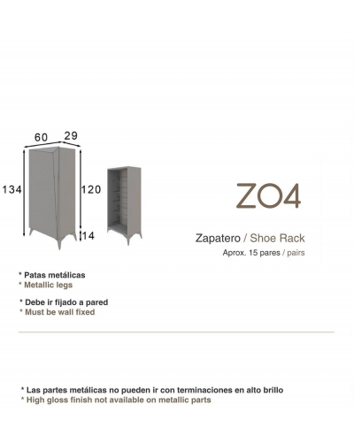 Mueble zapatero moderno lacado alta calidad 397-Z04