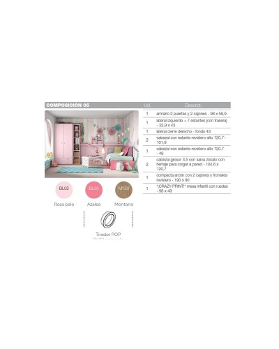 Dormitorio juvenil moderno D5 | Ros