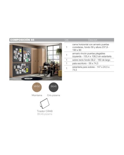 Dormitorio juvenil moderno D65 | Ros