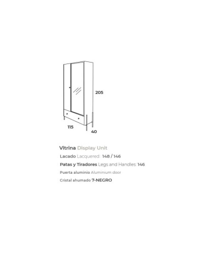 Vitrina moderna Nala 01 con patas metálicas – Franco