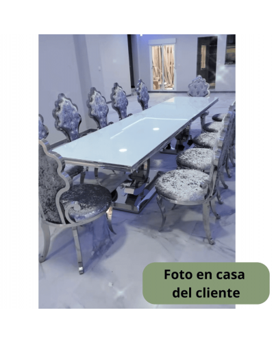 Mesa de comedor Chanel acero moderna fija cristal 1362-922