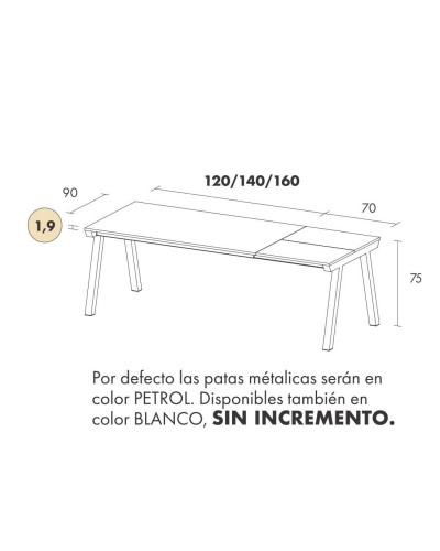 Mesa de comedor moderna extensible In44 - Lanmobel