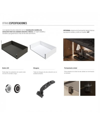 Mueble TV Fuego 5 con Chimenea Roble Wengué Mármol  – Franco
