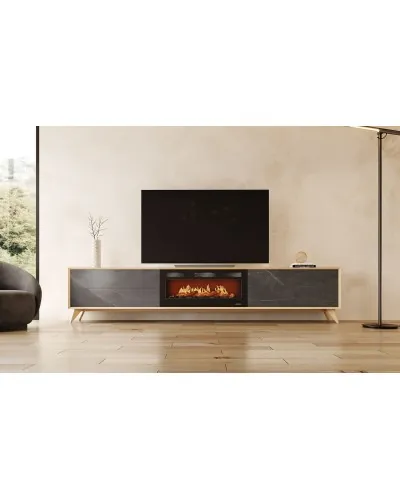 Mueble TV Fuego 11 con Chimenea Roble Hades – Franco
