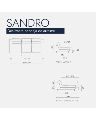 Sofá con Chaise Longue Deslizante Sandro Premium – Acomodel