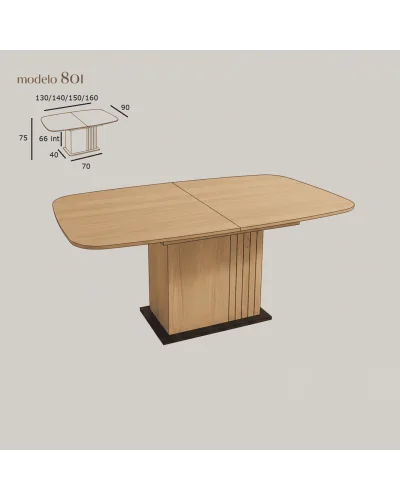 Mesa de comedor moderna extensible 801 - Artemar
