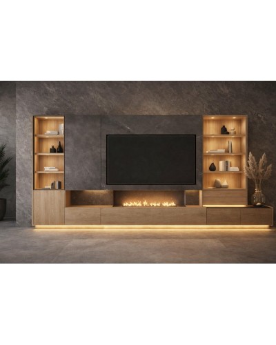 Mueble de Salón Premium Panelado con Chimenea Kálida 08 - Franco Furniture